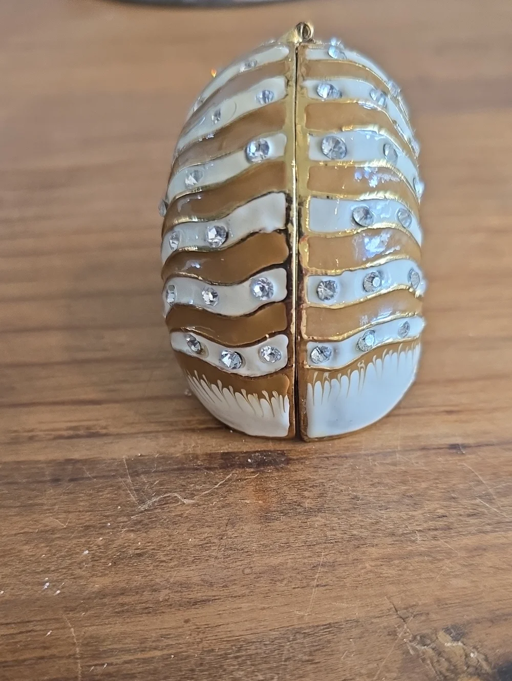 Nautilus Shell Enameled Box with Rhinestones